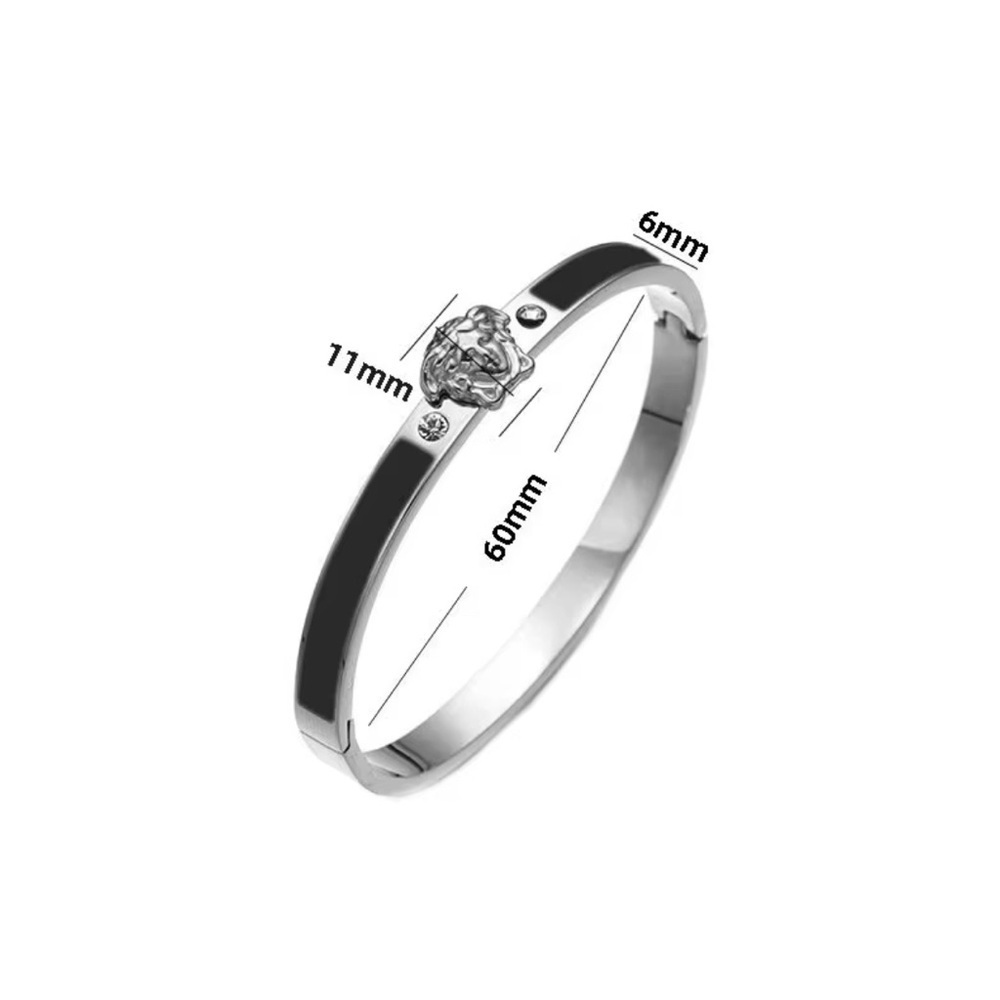 18K White Gold Medusa Head Black Oil Drip Stackable Diamond Bracelet No Fade - Picture 6 of 6